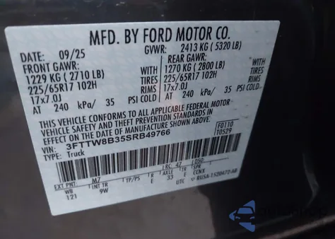 2025 Ford Maverick Xl from USA, damaged, VIN 3FTTW8B35SRB49766
